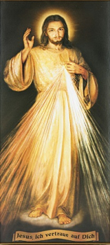 BILD BARMHERZIGER JESUS HOLZ/GLAS GROß