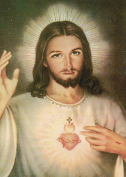 HERZ JESUS mit SEGNENDER HAND Postkarte