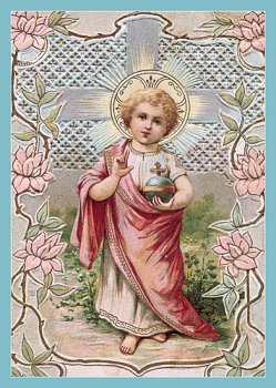 JESUKIND MIT WELTKUGEL Postkarte