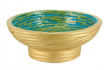 WEIHRAUCHSCHALE  12 CM GOLD/TÜRKIS