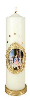 KERZE MIT WEIHNACHTSMOTIV