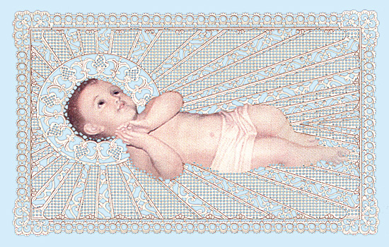 BILD JESUSKIND BETHLEHEM Spitzenbildchen