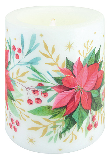 KERZE  MIT WEIHNACHTSBLUMEN