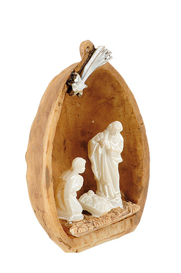 WEIHNACHTSKRIPPENSZENE IN NUSSSCHALE